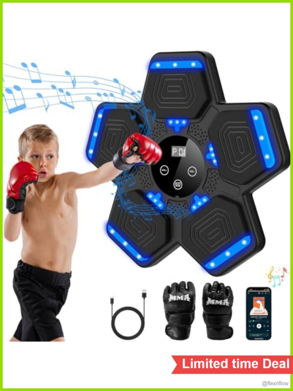 Music Boxing Machine Wall Mounted Bluetooth Punching Pad with Gloves